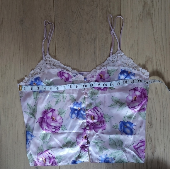 Floral Satin Camisole with Lace Details - Picture 2 of 6